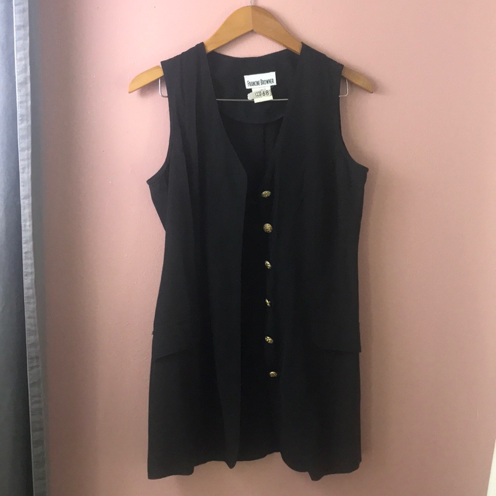Button up long vest with pockets